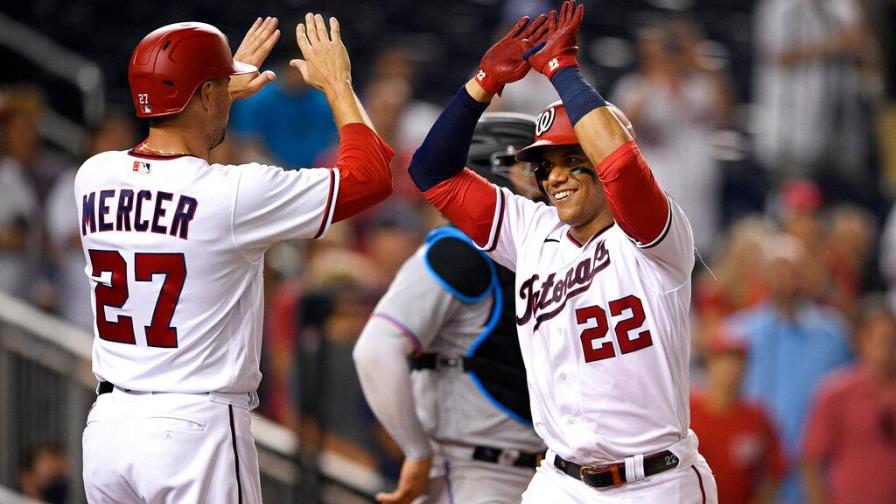 Juan Soto pegó dos jonrones y remolcó cinco en la paliza de Nacionales a Marlins