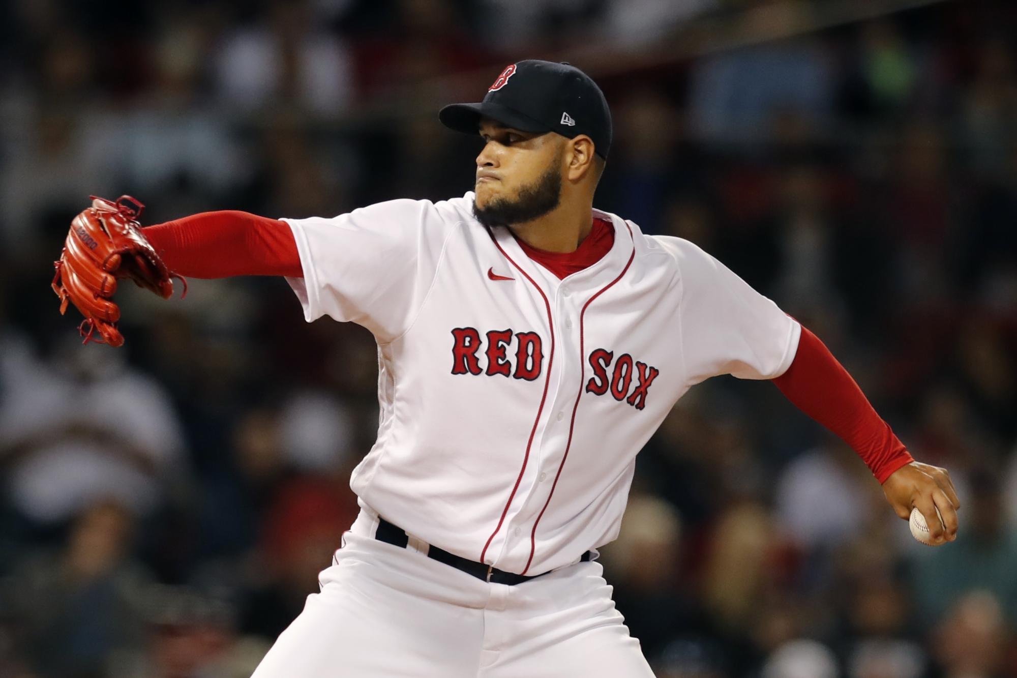 El zurdo Eduardo Rodríguez es la opción de los Medias Rojas de Boston para el primer partido en la Serie Divisional, ante los Rays de Tampa Bay, el 7 se octubre del 2021. (AP/Michael Dwyer)