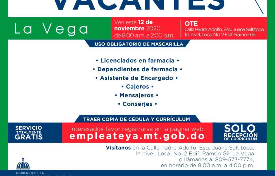 Realizarán jornada de empleo en La Vega para empresa de servicio