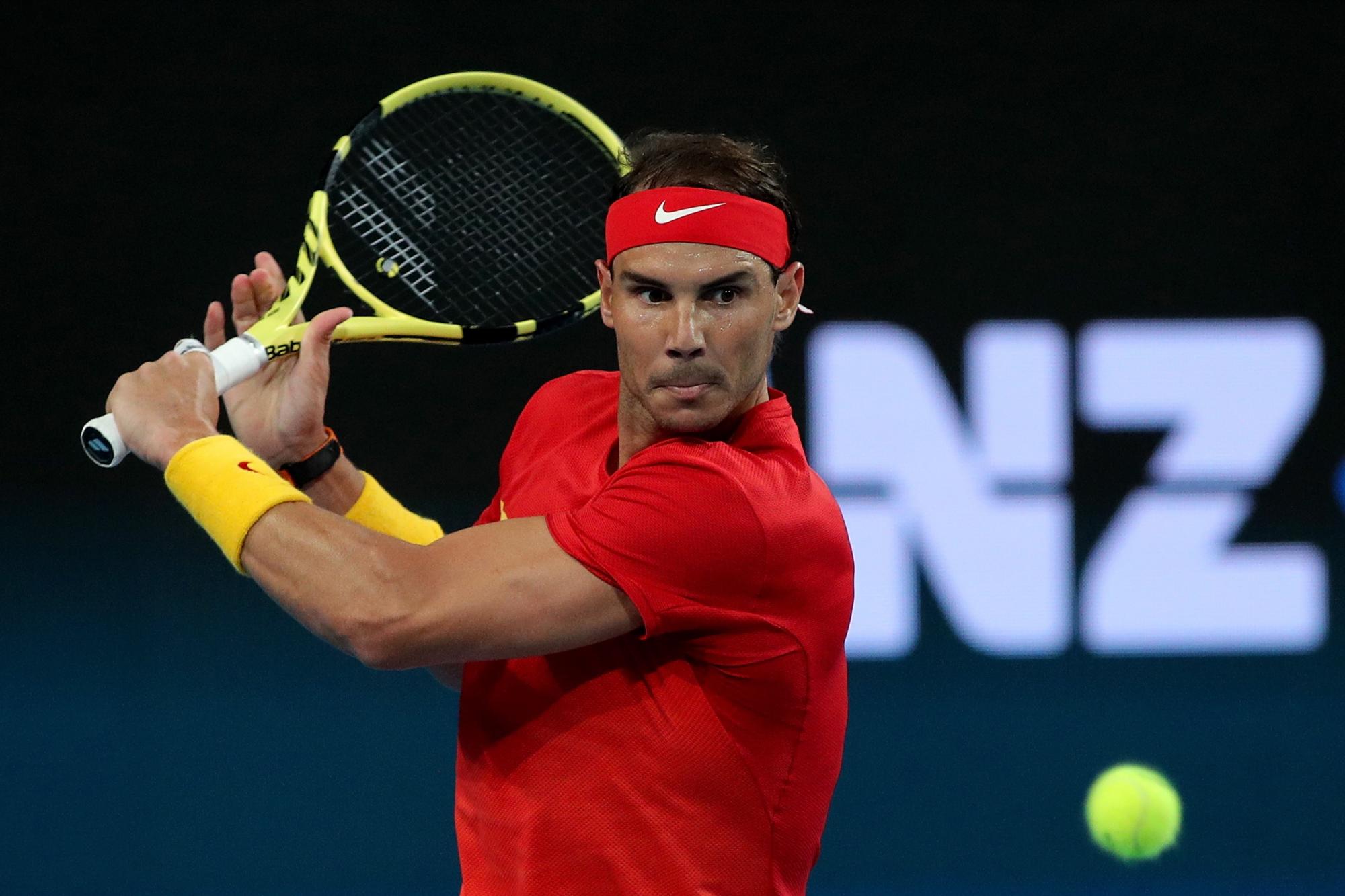 El Español Rafael Nadal en acción en la jornada del sábado 4 de enero del 2010. (EFE/RICHARD WAINWRIGHT)