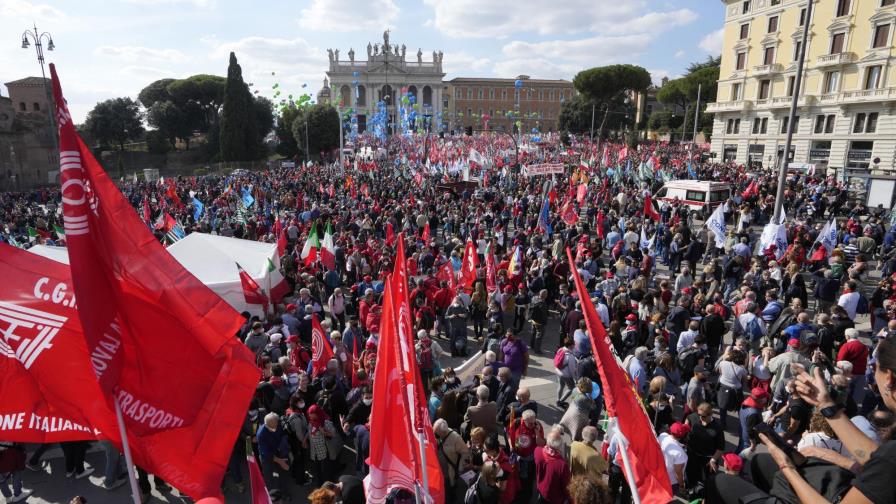 Protesta sindical en Roma contra el fascismo Protesta sindical en Roma contra el fascismo