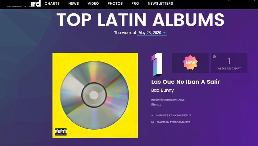 Los tres discos de Bad Bunny en los primeros lugares de Billboard