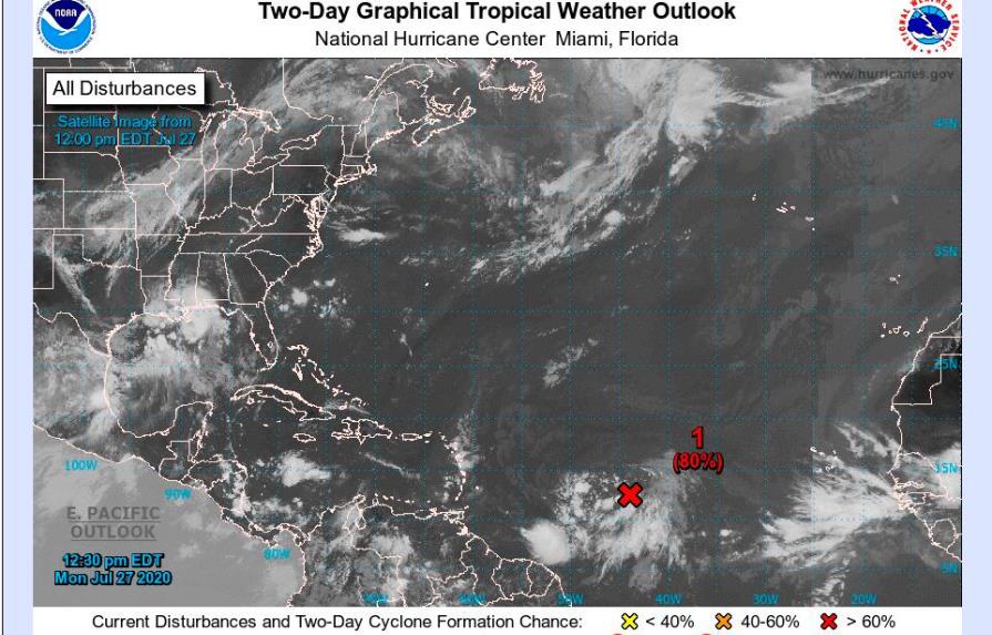 RD continúa la mira a fenómeno que está a punto de convertirse en ciclón tropical