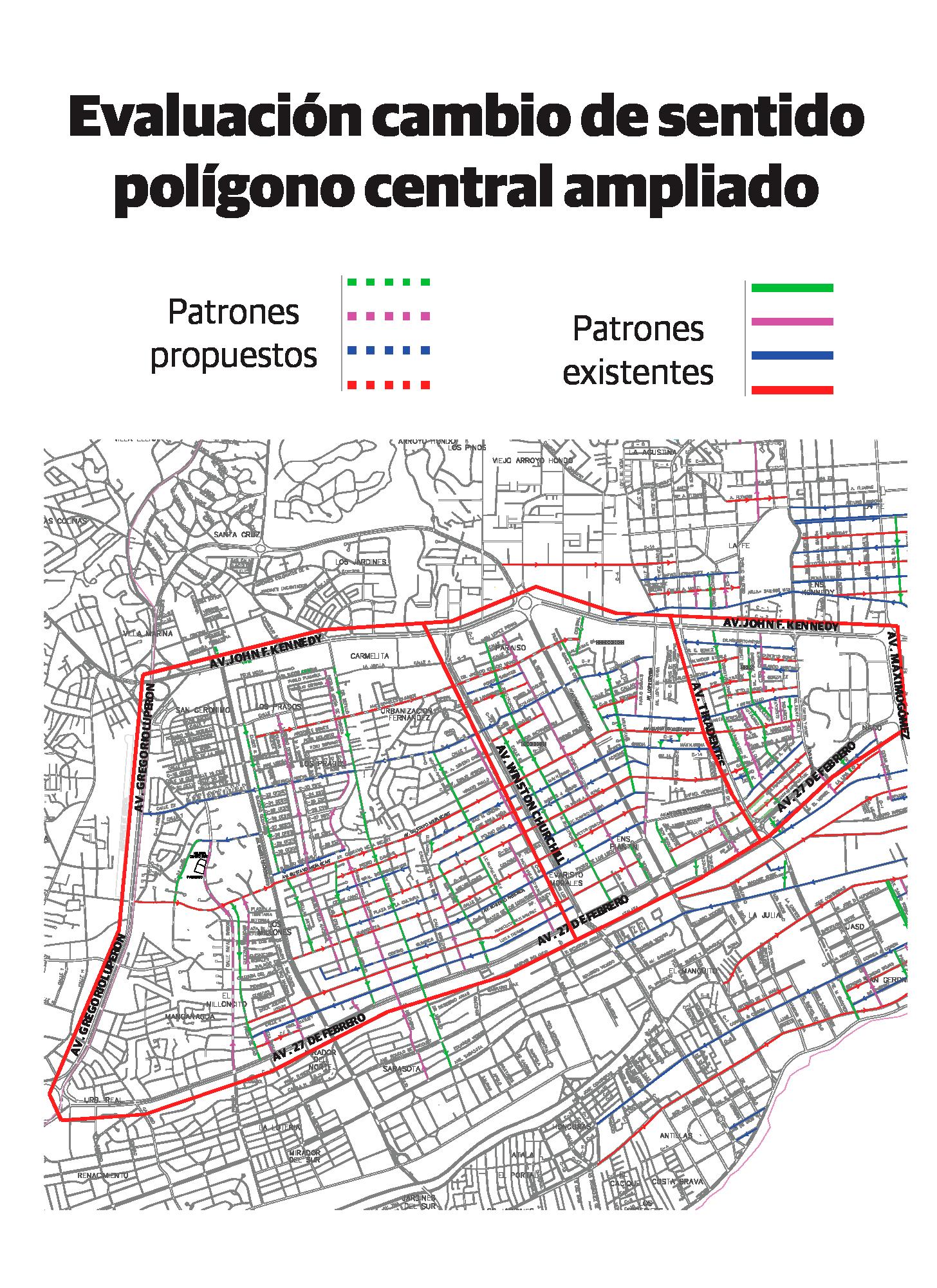 Las tres áreas que comprenden el polígono central.