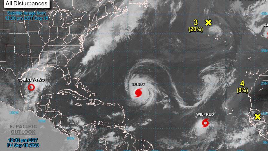 Huracán Teddy alcanza categoría 4 en medio del Atlántico