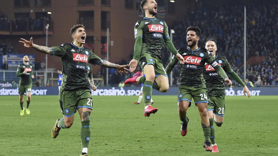 Napoli se lleva susto, pero gana en casa de Sampdoria