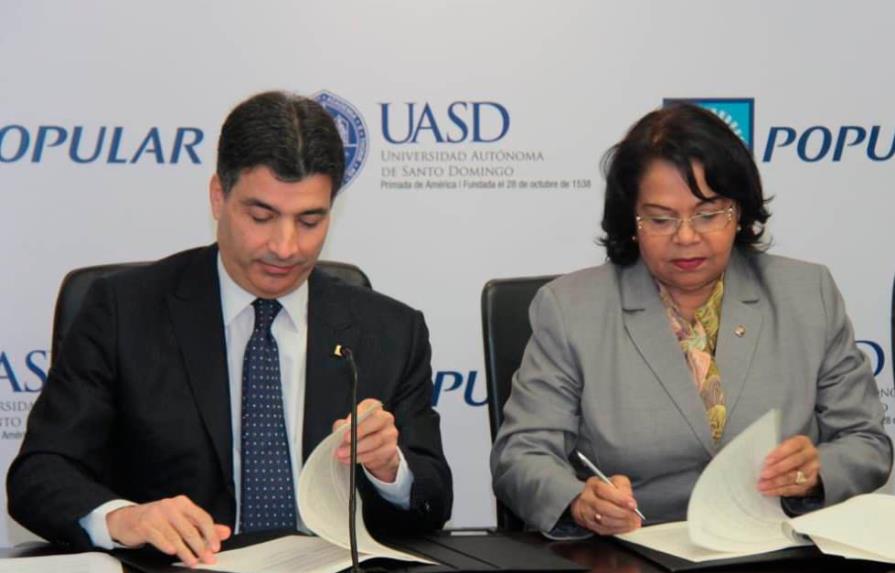 UASD y el Banco Popular firman alianza para apoyar estudiantes sobresalientes de escasos recursos