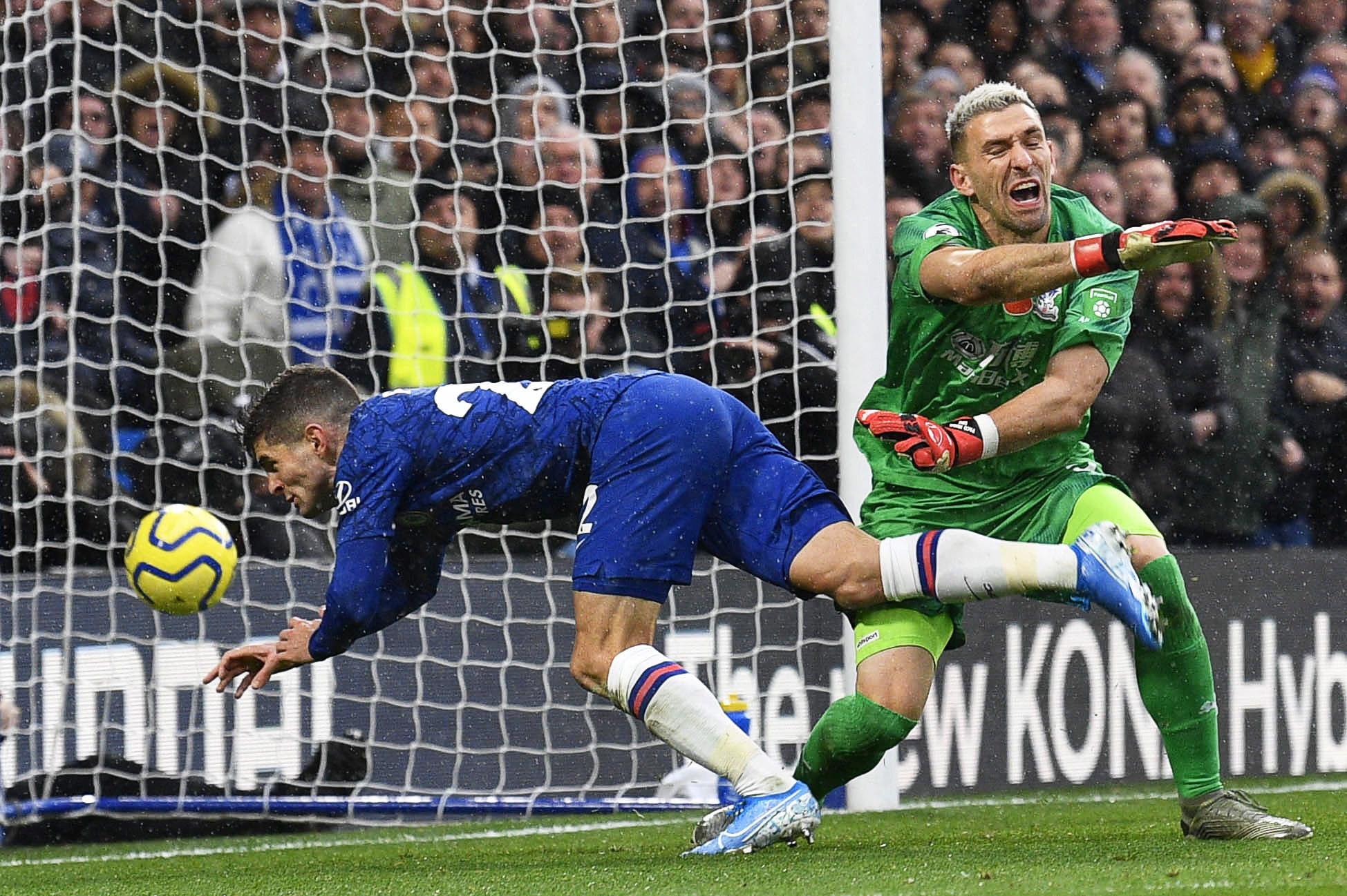 Christian Pulisic tras anotar el segundo gol de Chelsea en el partido ante Crystal Palace por la Liga Premier inglesa, el sábado 9 de noviembre de 2019. (EFE/Neil Hall)