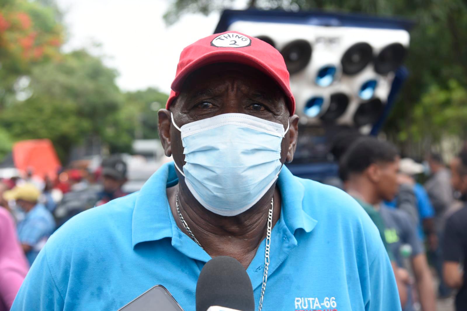 Transportista durante la manifestación. 