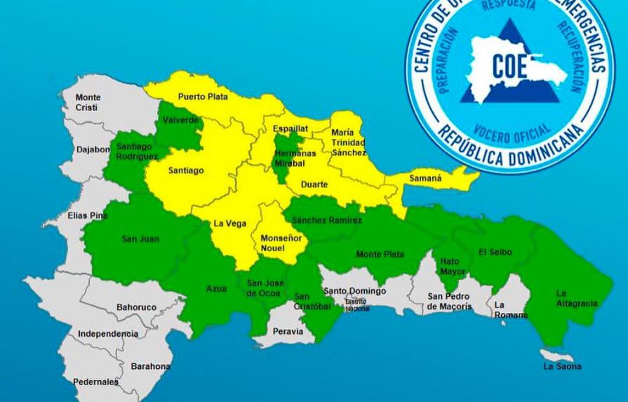 El COE modifica niveles de alerta sobre el Gran Santo Domingo y 20 provincias