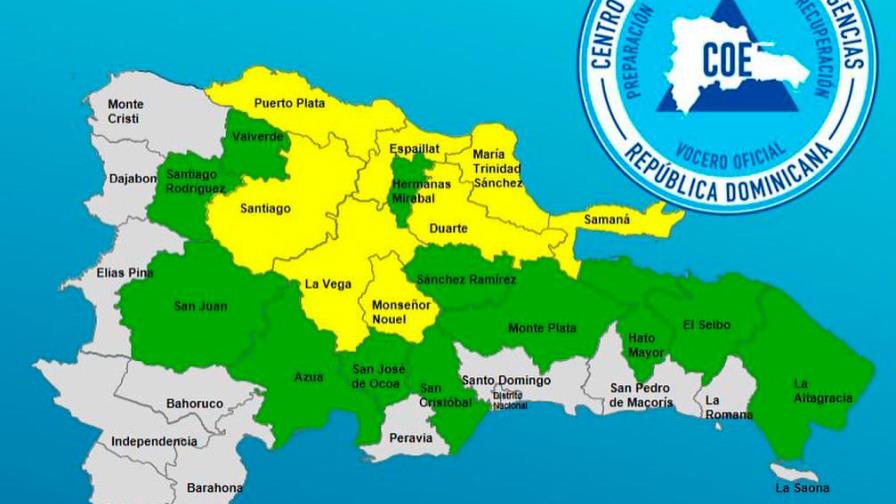 El COE modifica niveles de alerta sobre el Gran Santo Domingo y 20 provincias