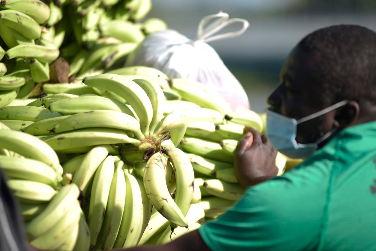 Hombre descarga víveres de un vehículo para comercializarlos en la frontera domínico-haitiana, en Dajabón, República Dominicana.
