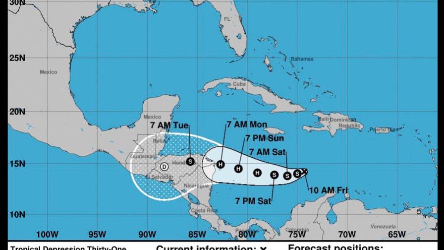 Se forma depresión tropical treinta y uno en el centro del Caribe