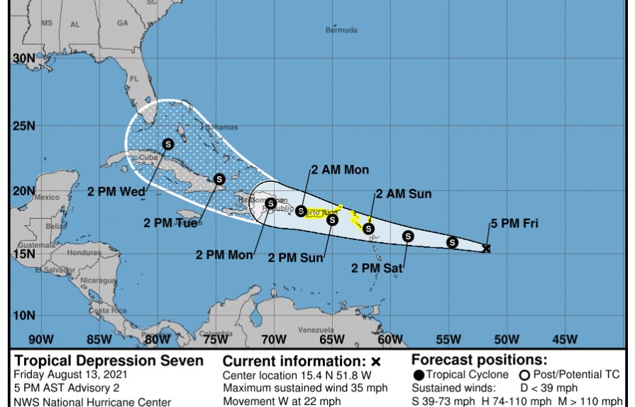 Se forma depresión tropical número siete al ??este de las Antillas Menores