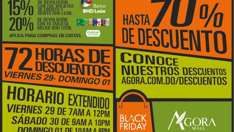Hasta un 70% de descuento durante el “Black Friday” de Ágora Mall