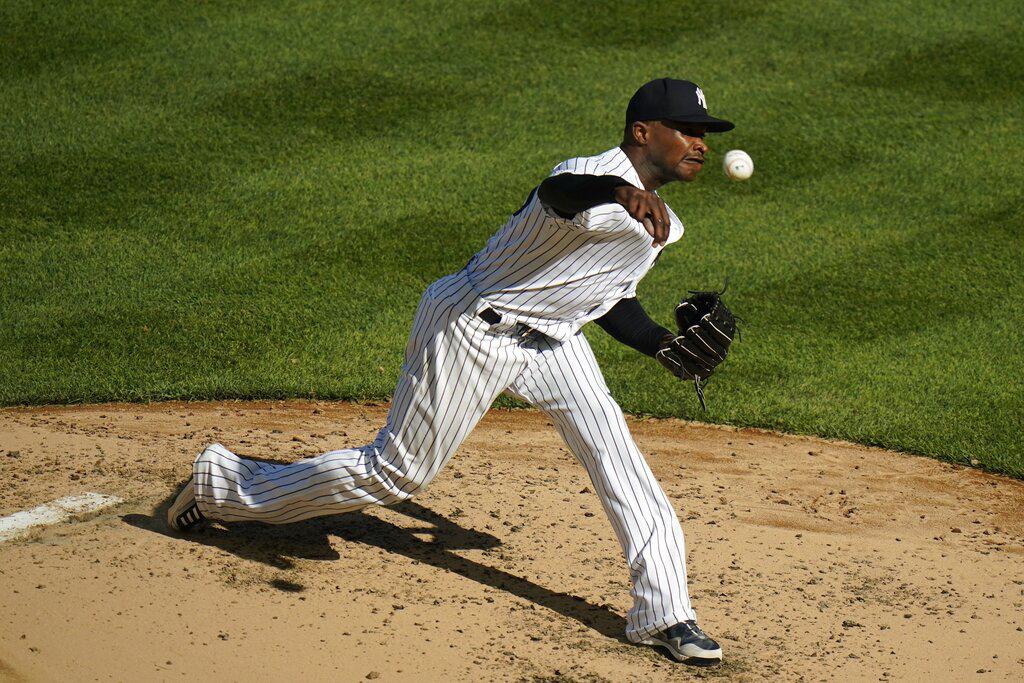 El dominicano Domingo German está anunciado por los Yankees de Nueva York para el partido del domingo 6 de junio. (AP/Frank Franklin II)