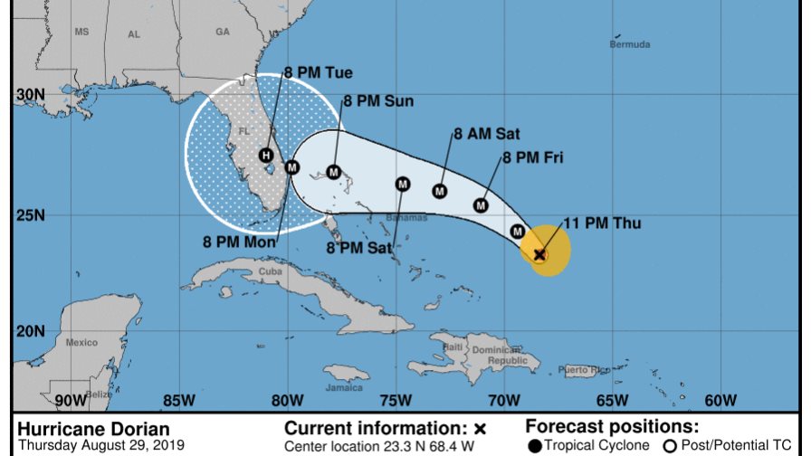 El huracán Dorian se intensifica a medida que se dirige hacia EEUU