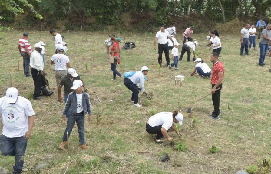 Empleados del aeropuerto del Cibao siembran mil plantas a orillas del río Yaque del Norte