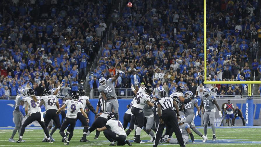 Tucker patea gol de campo de récord y Ravens vence a Lions Tucker patea gol de campo de récord y Ravens vence a Lions