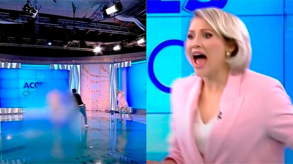 Video | Mujer desnuda intentó atacar a una presentadora durante programa en vivo