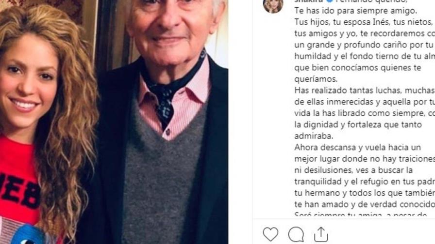 Shakira publica emotivo mensaje por la muerte de su exsuegro Fernando de la Rúa