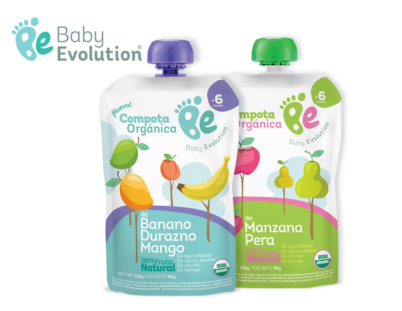 En el país, estas compotas están disponibles en las variedades manzana-pera y banana-durazno-mango.