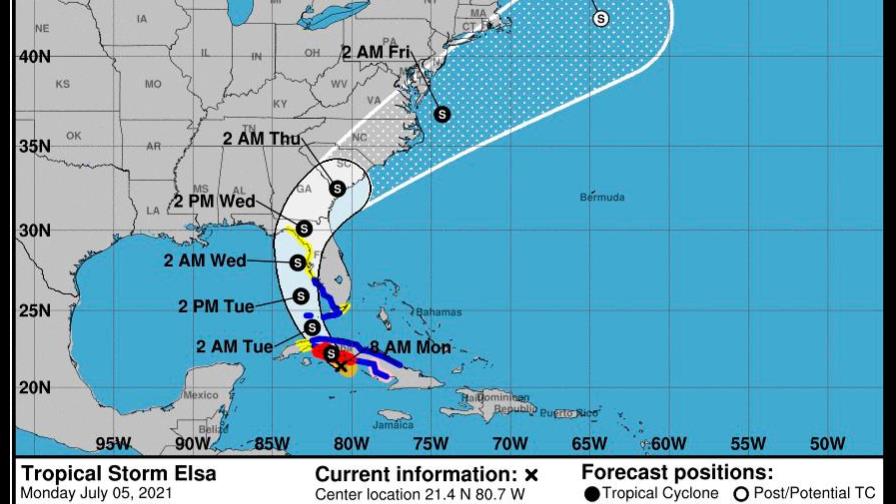 El ojo de la tormenta tropical Elsa está muy cerca de la costa cubana