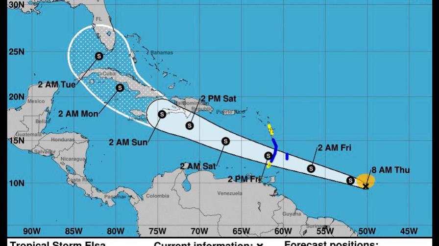 Tormenta Elsa estará próximo a la costa sur de República Dominicana el sábado