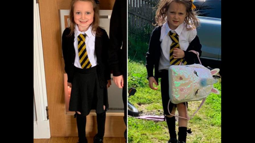 Foto del antes y después de una niña en su primer día de clases se hace viral 