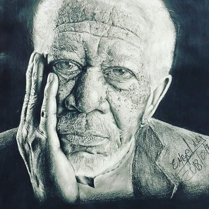 Morgan Freeman inmortalizado en un cuadro