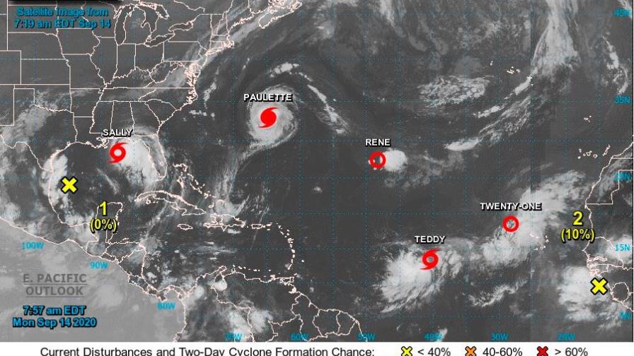 Siete fenómenos atmosféricos se mueven en el Atlántico; hoy se formó tormenta Teddy