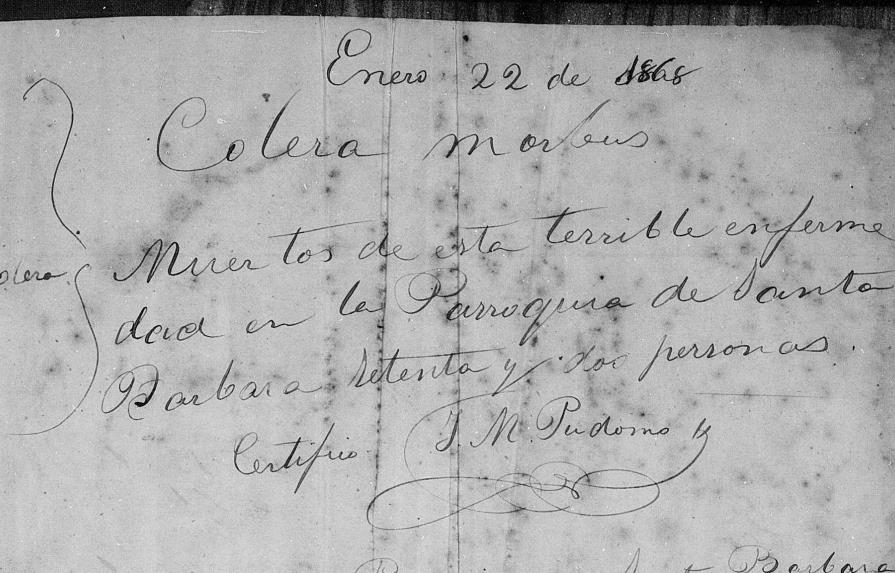 El cólera atacó Santo Domingo en 1868