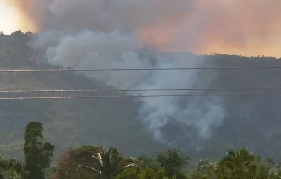 Reportan incendio forestal en loma de Guaigüí en La Vega