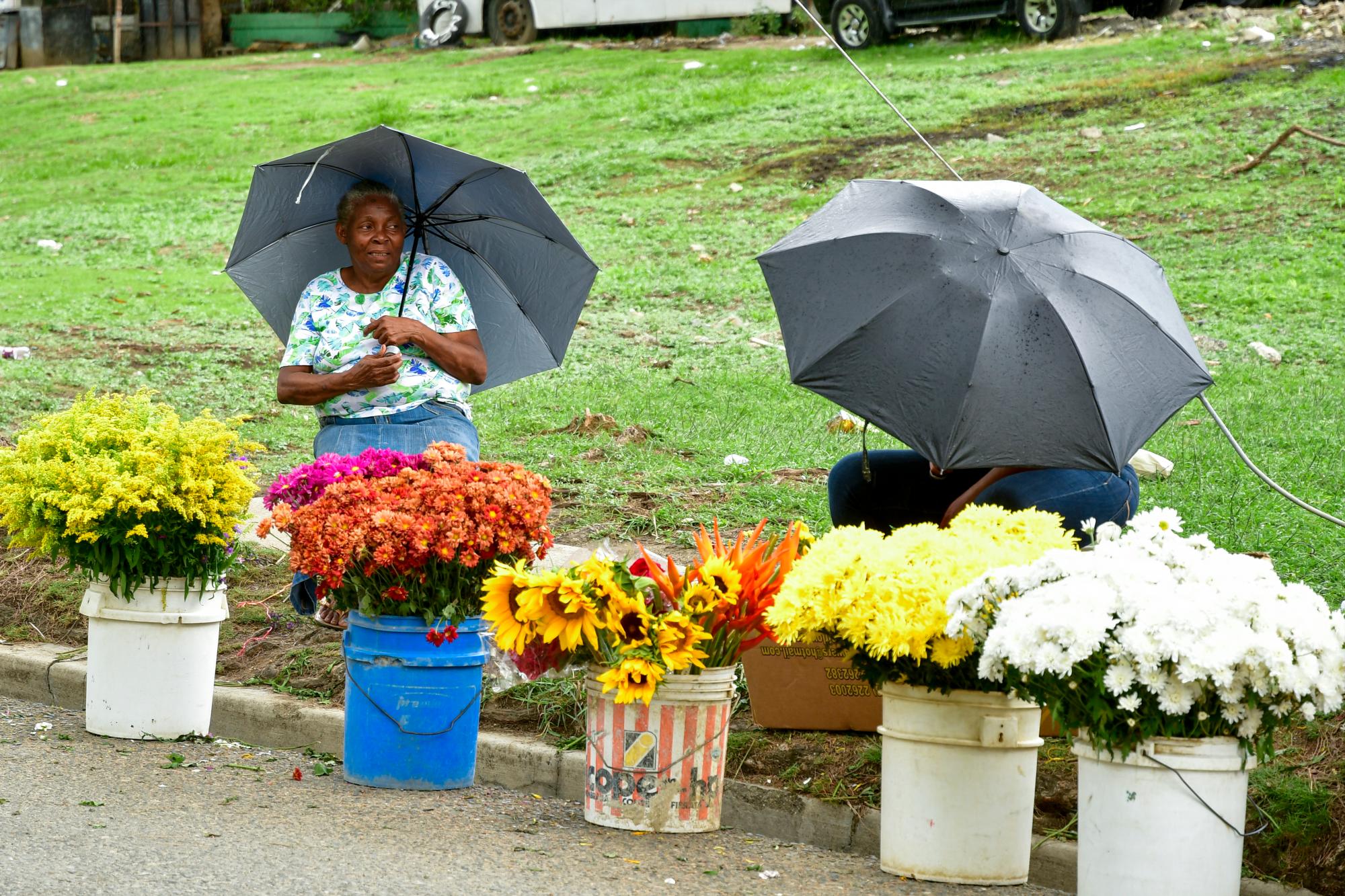 Olga Peguero, vendedora de flores. 