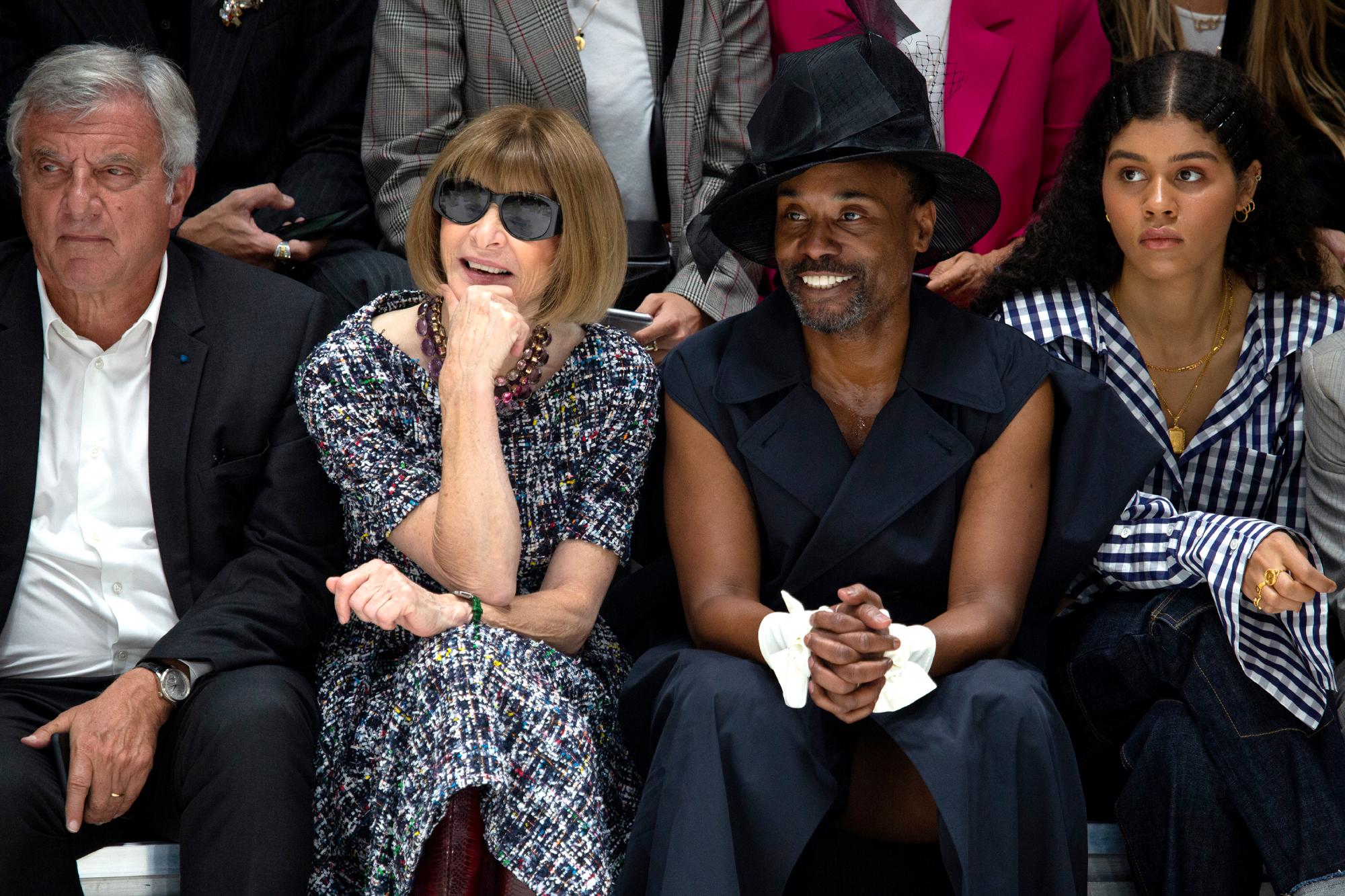 Anna Wintour y Billy Porter en el desfile de moda ‘JW Anderson S/S 2020’ durante la Semana de la Moda de Londres, septiembre de 2019 en Londres, Inglaterra. 