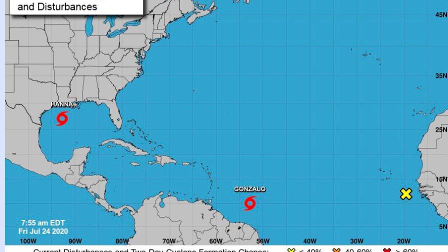 Gonzalo se acerca al Caribe mientras tormenta Hanna gana fuerza rumbo a Texas Gonzalo se acerca al Caribe mientras tormenta Hanna gana fuerza rumbo a Texas
