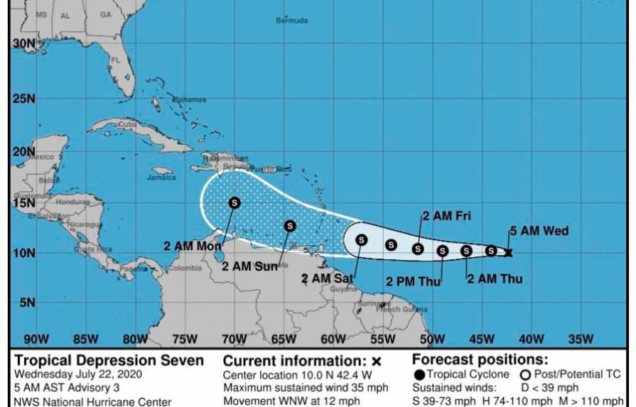 Depresión 7 se convierte en la tormenta Gonzalo en el Atlántico Central