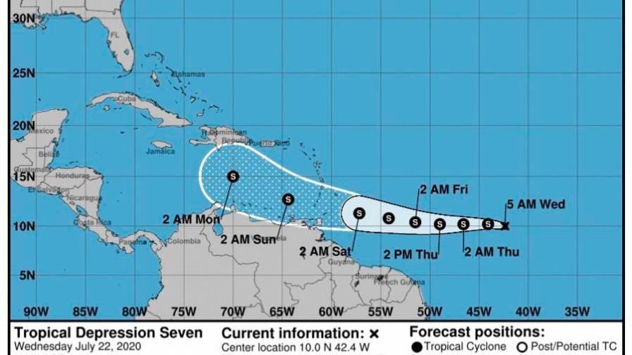 Depresión 7 se convierte en la tormenta Gonzalo en el Atlántico Central