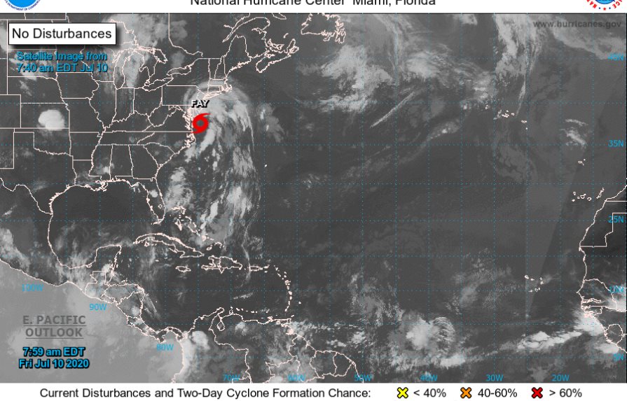 La tormenta tropical Fay tocará tierra en los Estados Unidos hoy o mañana