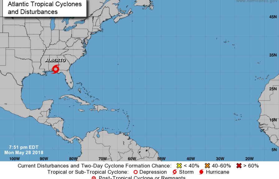 La tormenta Alberto toca tierra en el extremo noroeste de Florida