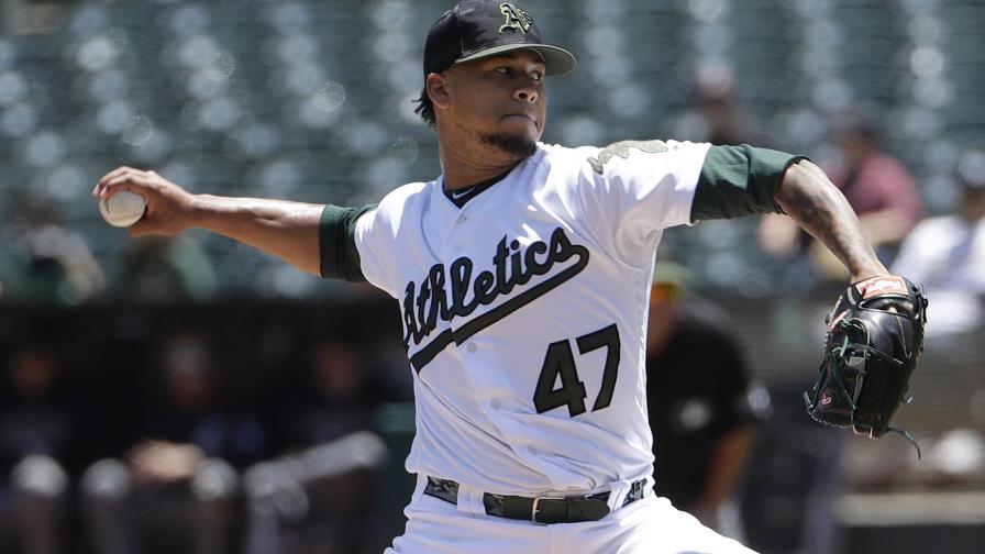 Frankie Montás lanza en grande en paliza y blanqueada de Oakland sobre Kansas City Frankie Montás lanza en grande en paliza y blanqueada de Oakland sobre Kansas City