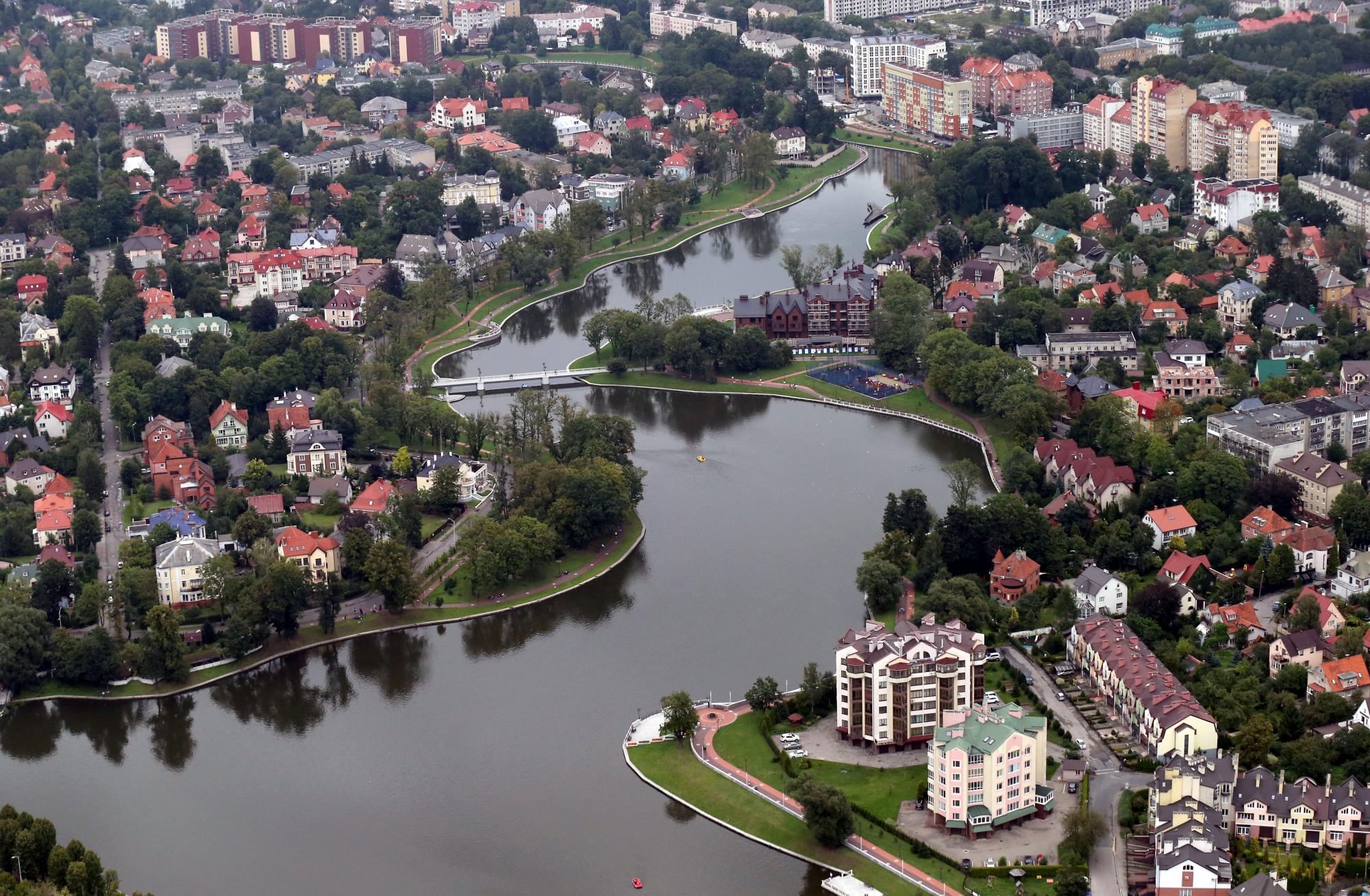 Panorámica aérea de la ciudad de Kaliningrado, una de las once sedes del Mundial de fútbol de Rusia.
