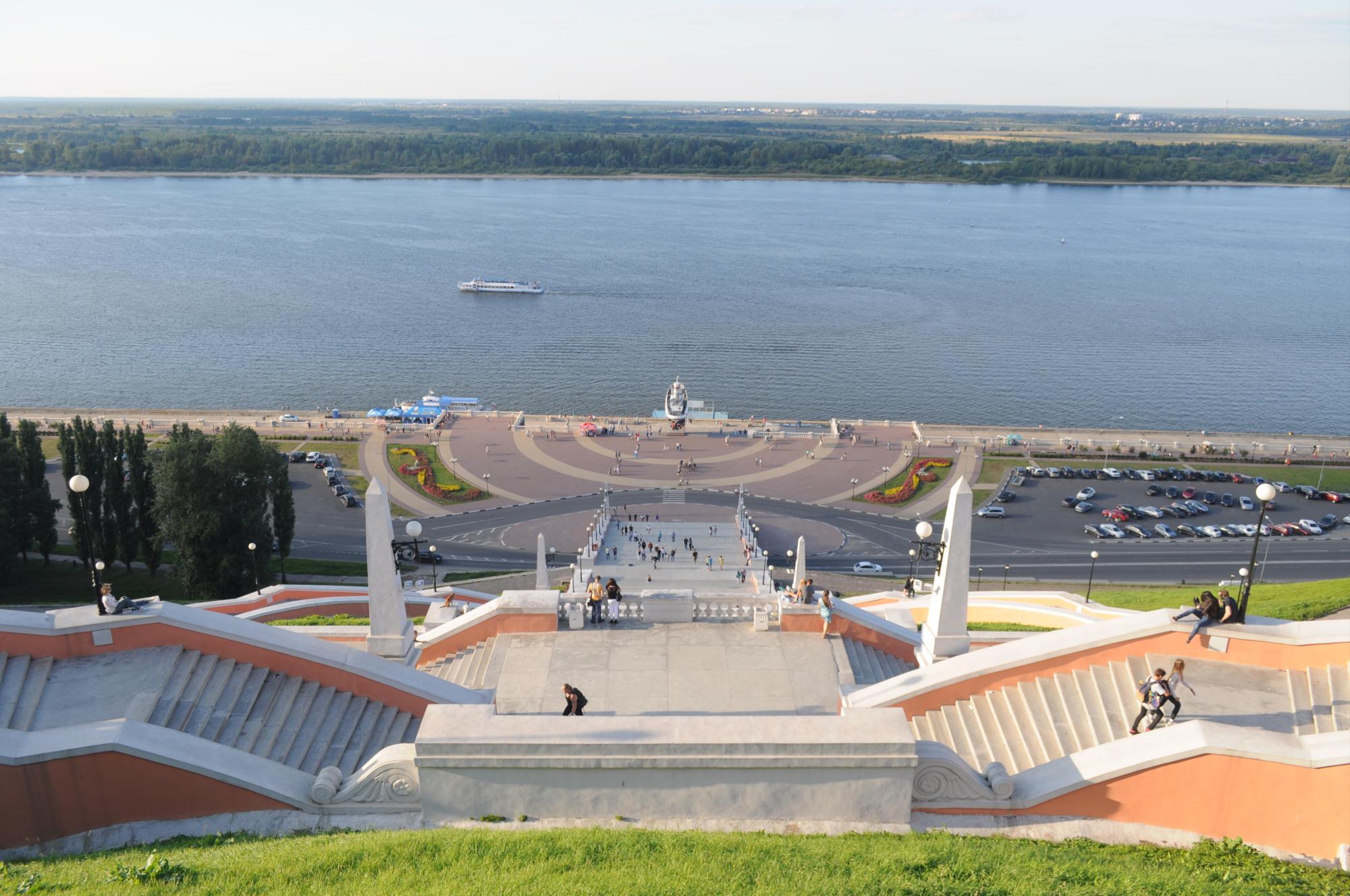 Escalinata de Chkalov, uno de los puntos más visitados de la ciudad de Nizhni Nóvgorod.