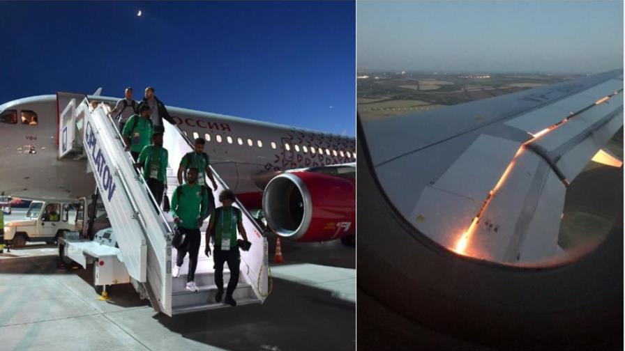 Motor del avión de la selección de Arabia Saudita se incendia