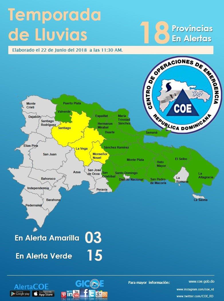 El COE mantiene 18 provincias en alerta por vaguada 