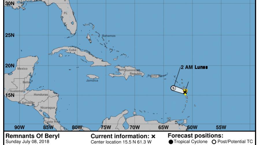 Beryl se volvió agua y puede caer hasta 100 milímetros