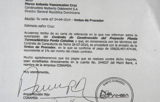 Ángel Rondón dice que Odebrecht no le ha desembolsado los US$20 millones de Punta Catalina