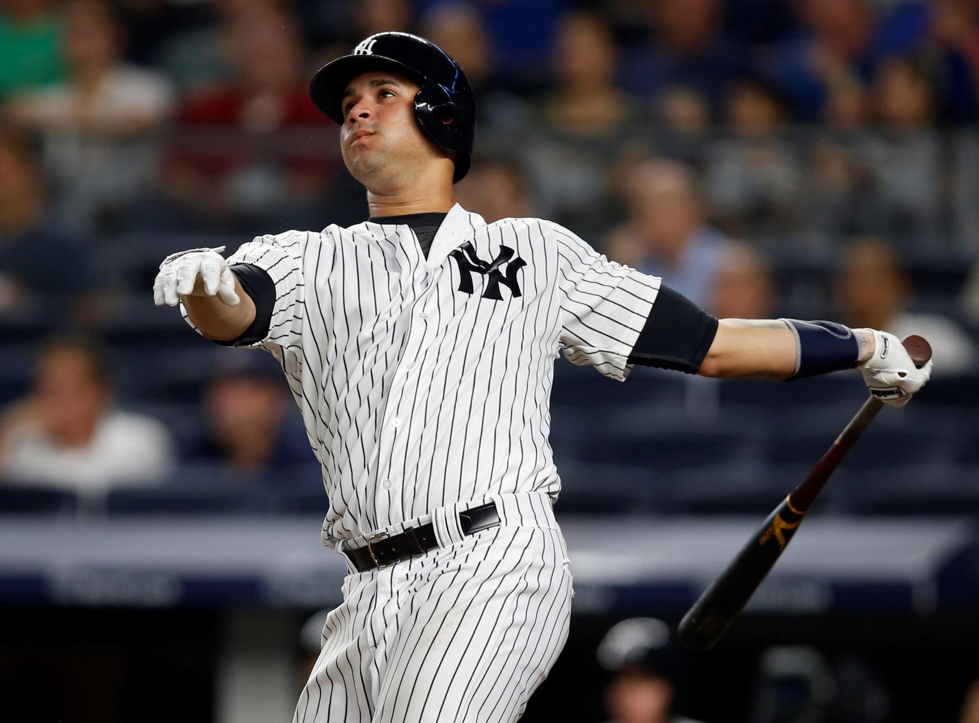 El receptor dominicano Gary Sanchez no ve acción por lesión con los Yankees de Nueva York. El equipo del Bronx es segundo en la División Este de la Liga Americana, detrás de los Medias Rojas de Boston.
