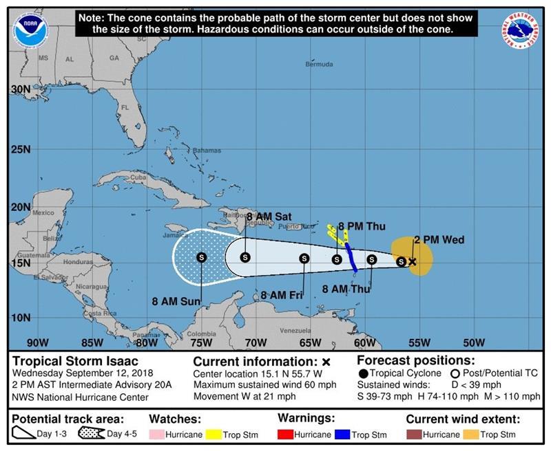 La tormenta tropical Isaac avanza “poco organizada” por el este del Caribe