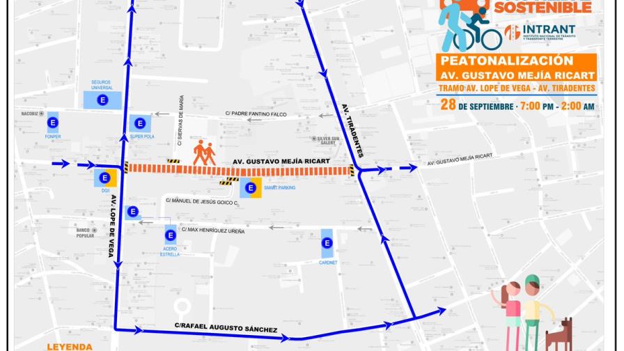 Tramo de la Gustavo Mejía Ricart será peatonal la noche de este viernes Tramo de la Gustavo Mejía Ricart será peatonal la noche de este viernes